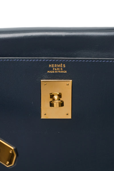 Hermes Vintage Blue Indigo Box Calf Kelly 32