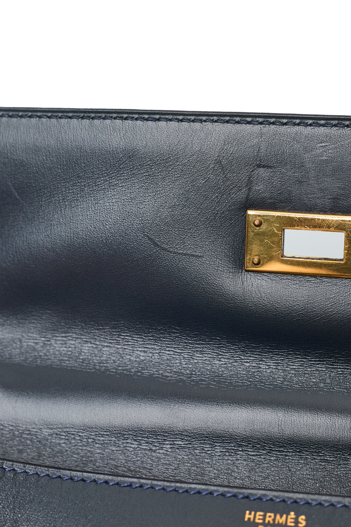 Hermes Vintage Blue Indigo Box Calf Kelly 32