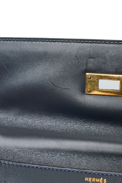 Hermes Vintage Blue Indigo Box Calf Kelly 32