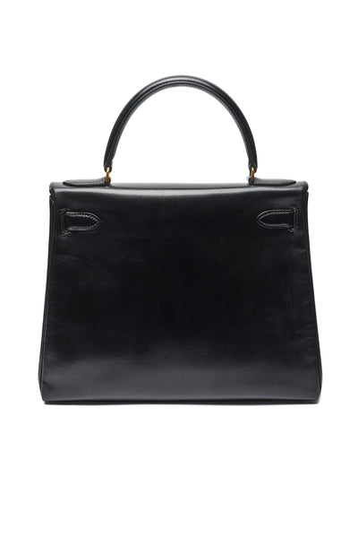Hermes Vintage Black Box Calf Kelly 28