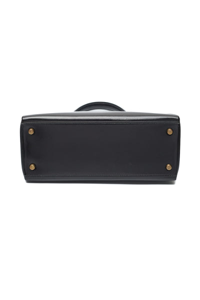 Hermes Vintage Black Box Calf Kelly 28