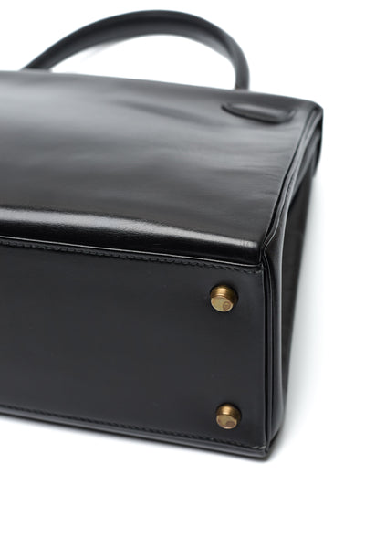 Hermes Vintage Black Box Calf Kelly 28
