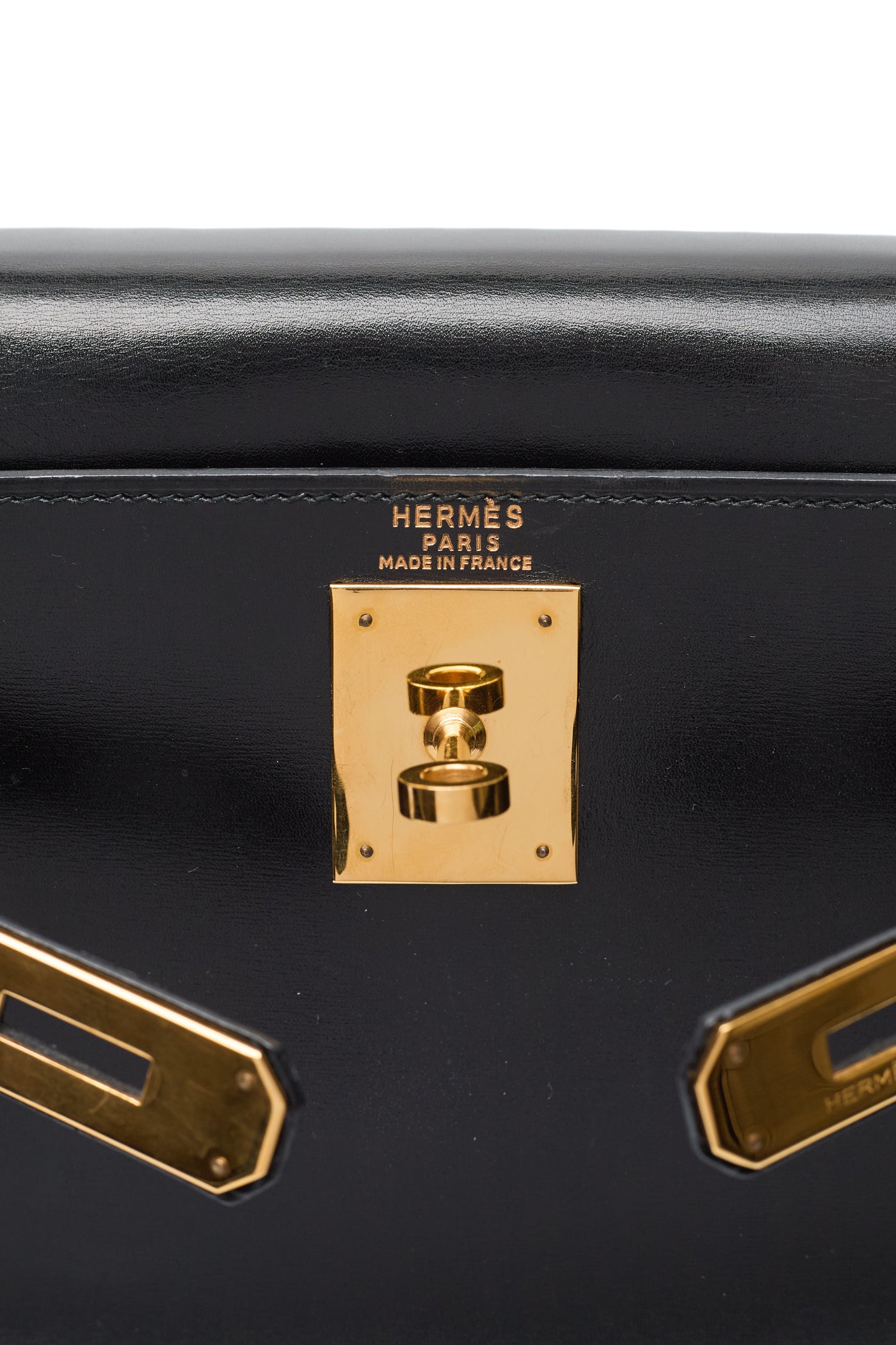 Hermes Vintage Black Box Calf Kelly 28