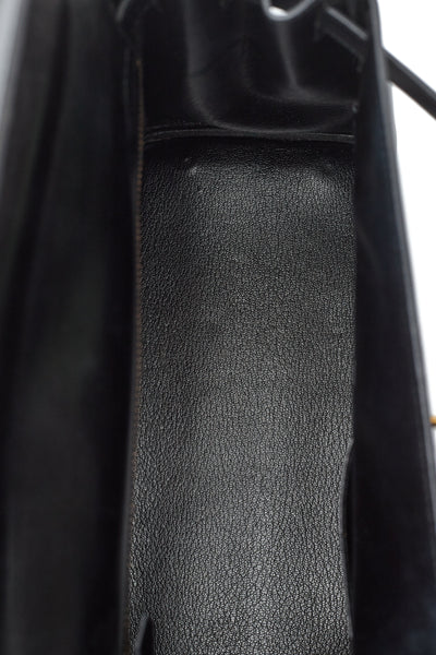 Hermes Vintage Black Box Calf Kelly 28