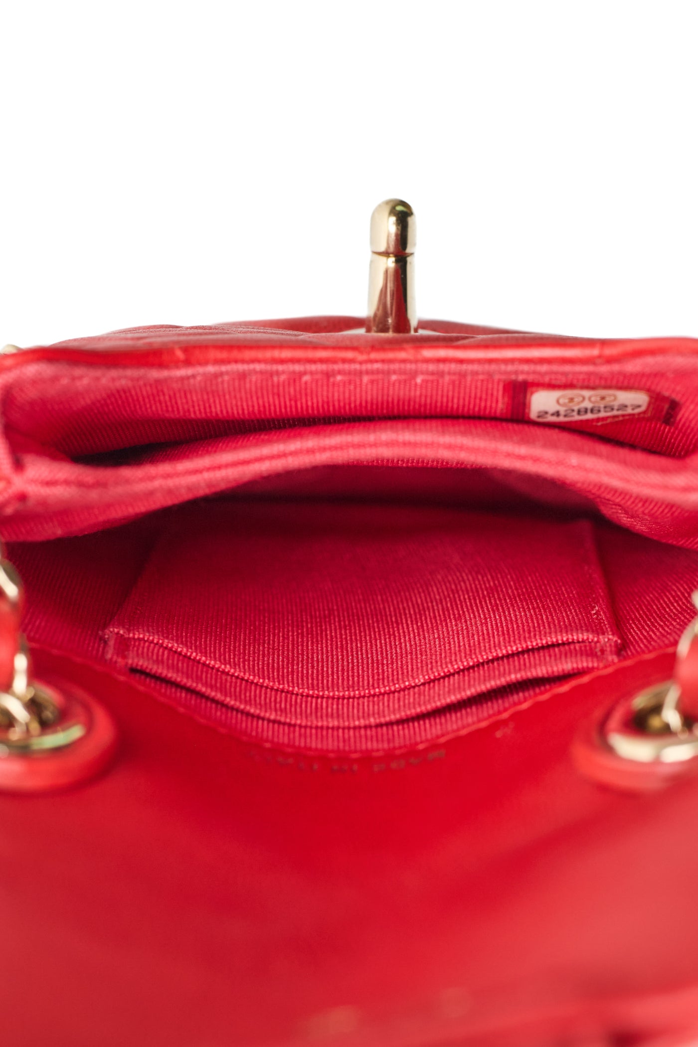 Chanel Red Lambskin Chain Around Phone Holder
