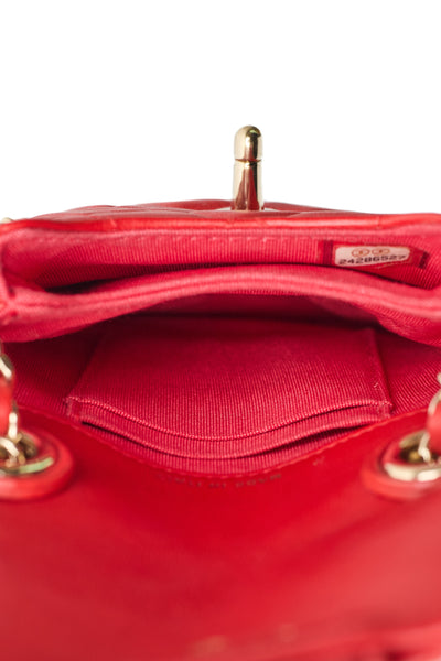 Chanel Red Lambskin Chain Around Phone Holder
