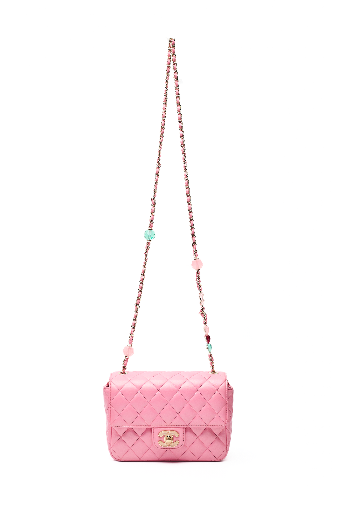 Chanel 2023 Iridescent Pink Lambskin Candy Heart CC Flap Bag
