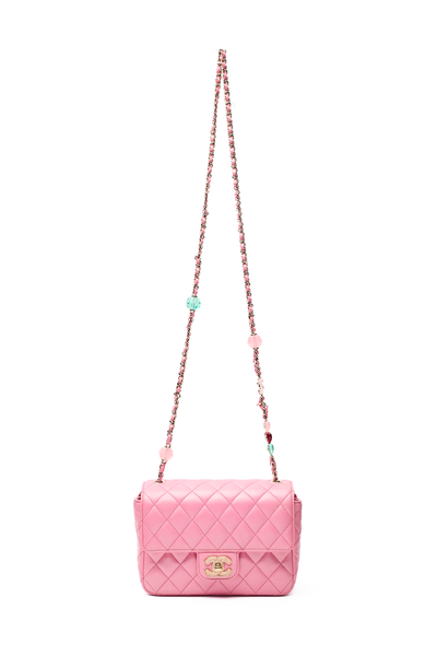 Chanel 2023 Iridescent Pink Lambskin Candy Heart CC Flap Bag