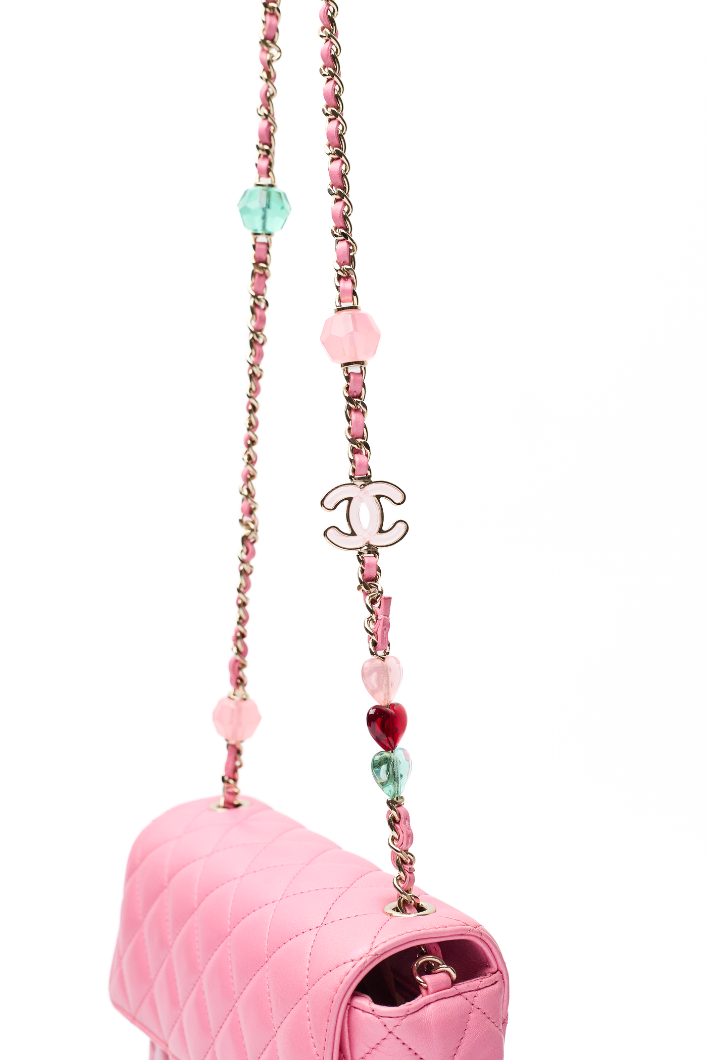 Chanel 2023 Iridescent Pink Lambskin Candy Heart CC Flap Bag