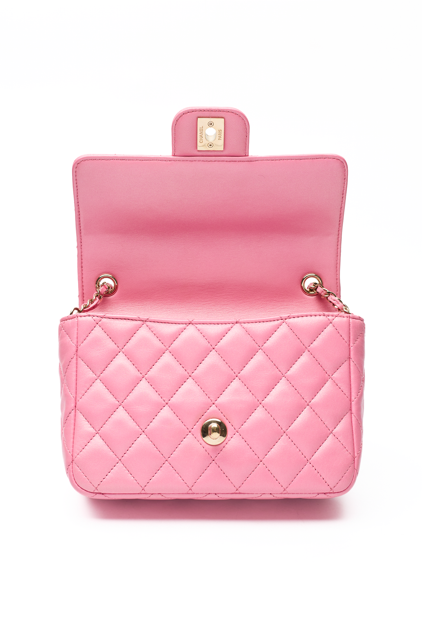 Chanel 2023 Iridescent Pink Lambskin Candy Heart CC Flap Bag