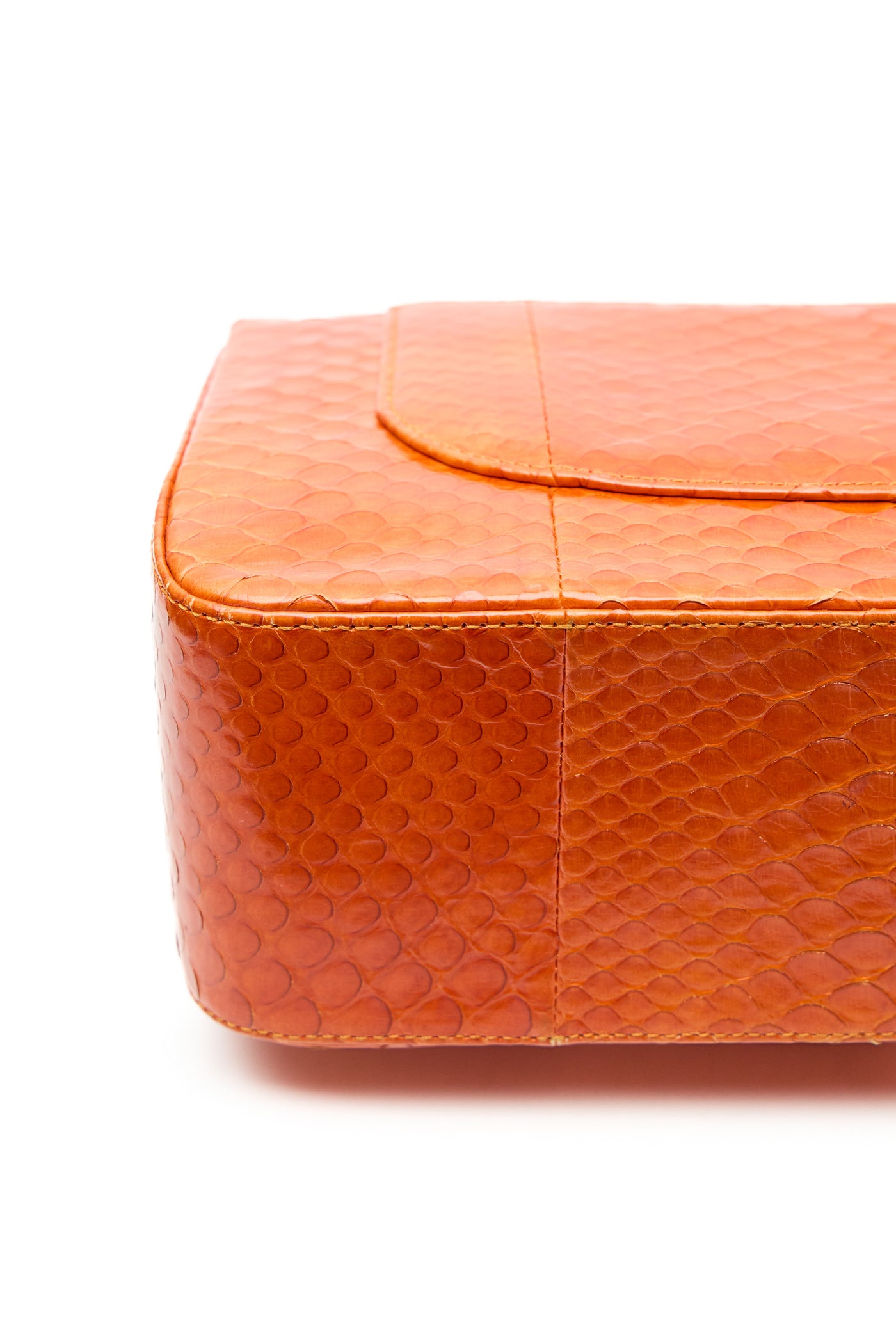 Chanel Orange Python Jumbo Classic Double Flap