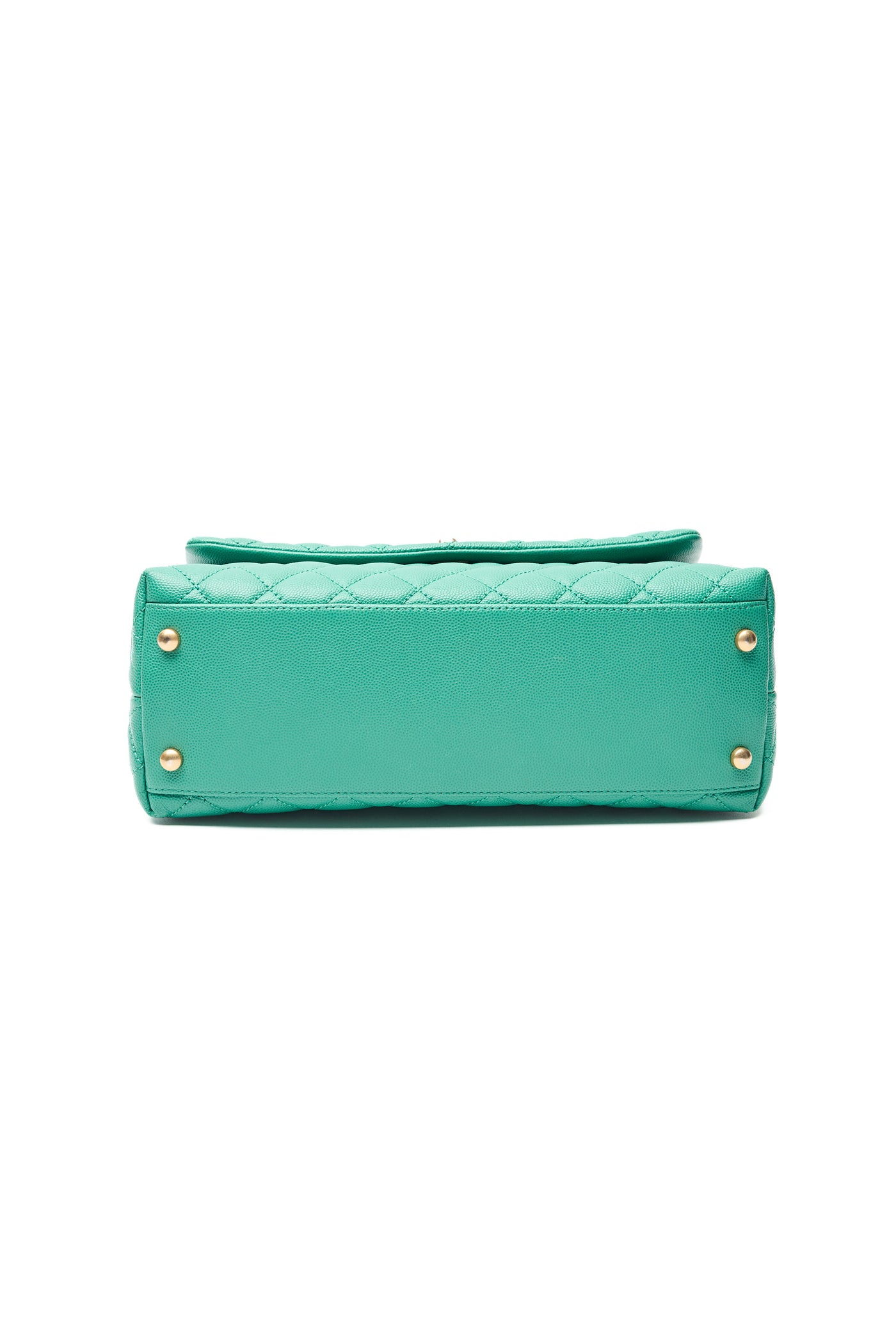 Chanel Green Caviar Small Coco Top Handle Bag with Lizard Embossed Top Handle