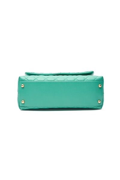 Chanel Green Caviar Small Coco Top Handle Bag with Lizard Embossed Top Handle