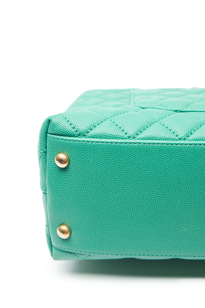 Chanel Green Caviar Small Coco Top Handle Bag with Lizard Embossed Top Handle