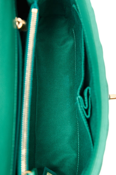 Chanel Green Caviar Small Coco Top Handle Bag with Lizard Embossed Top Handle