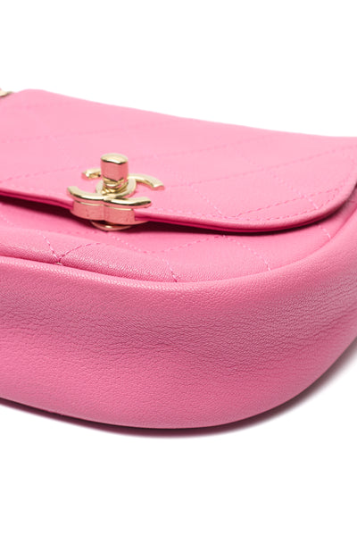 Chanel Pink Calfskin Crossbody Bag
