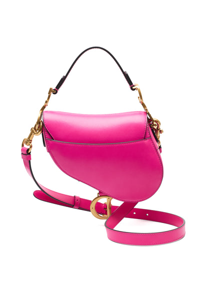 Christian Dior Hot Pink Calfskin Mini Saddle Bag