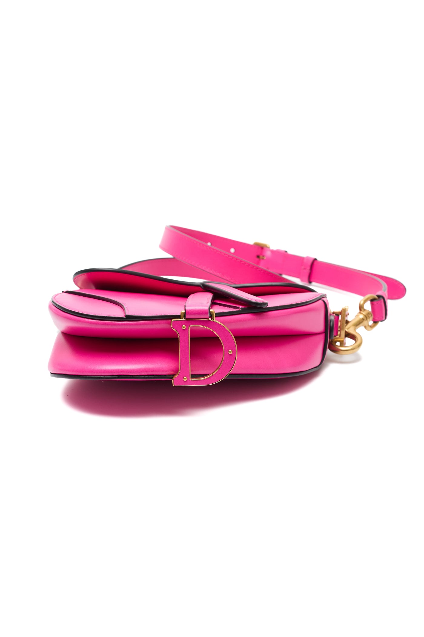 Christian Dior Hot Pink Calfskin Mini Saddle Bag