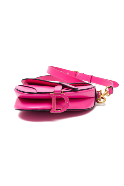 Christian Dior Hot Pink Calfskin Mini Saddle Bag