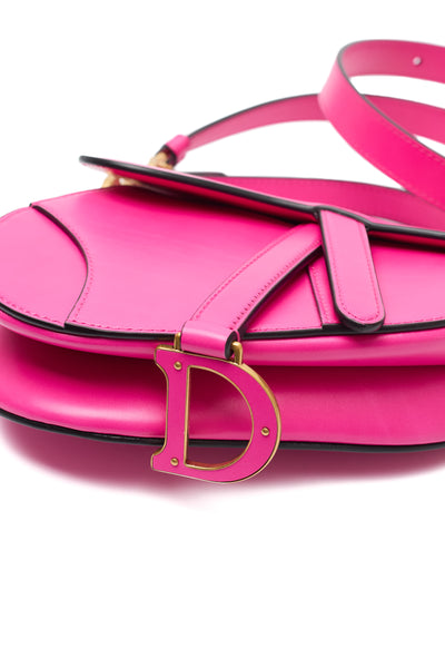 Christian Dior Hot Pink Calfskin Mini Saddle Bag