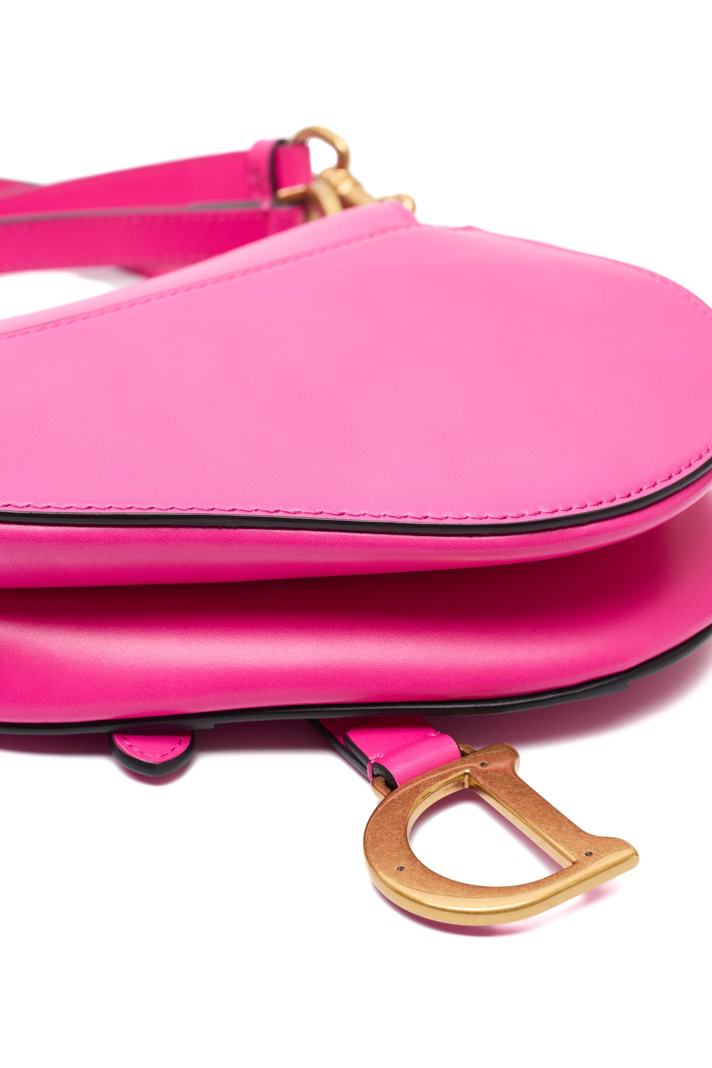 Christian Dior Hot Pink Calfskin Mini Saddle Bag