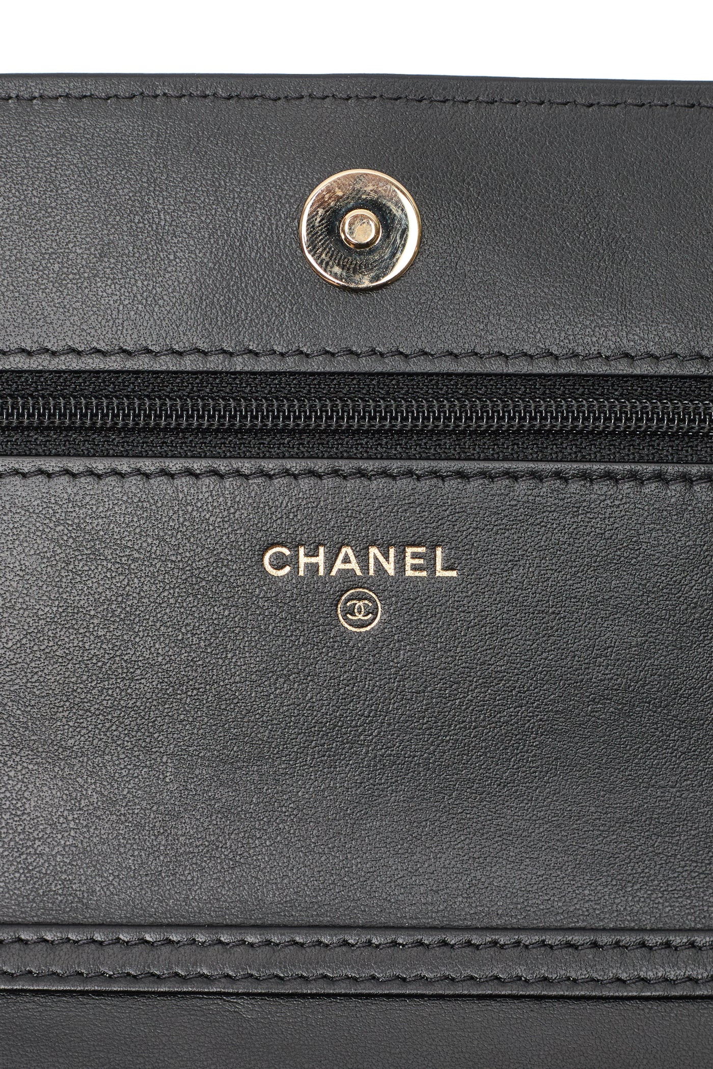 Chanel Black Calfskin Pearl Chain WOC