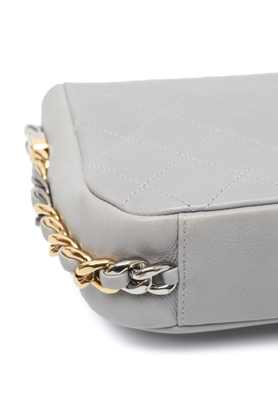 Chanel Grey Calfskin Bicolor Envelope Bag