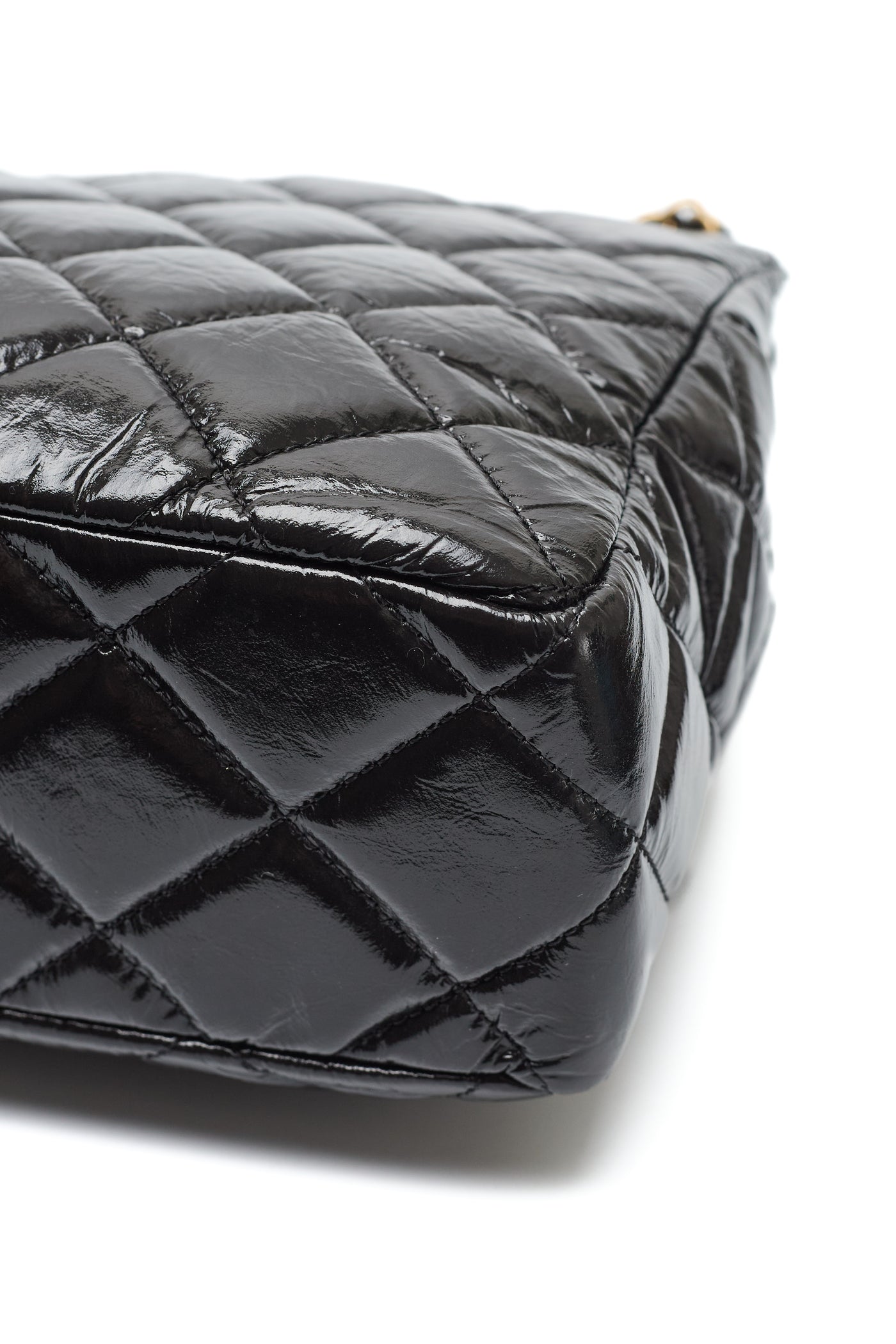 Chanel Black Crinkled Calfskin Hobo Bag