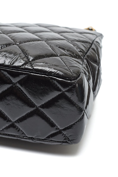 Chanel Black Crinkled Calfskin Hobo Bag