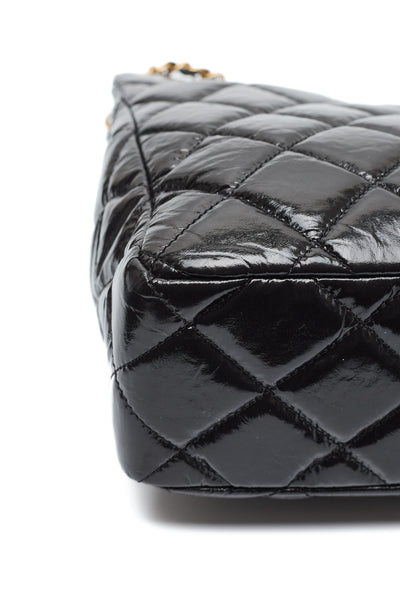 Chanel Black Crinkled Calfskin Hobo Bag
