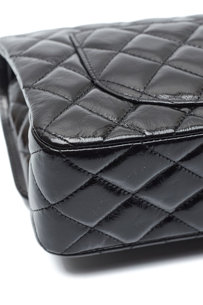 Chanel Rare So Black Crinkled Calfskin Classic Small Double Flap