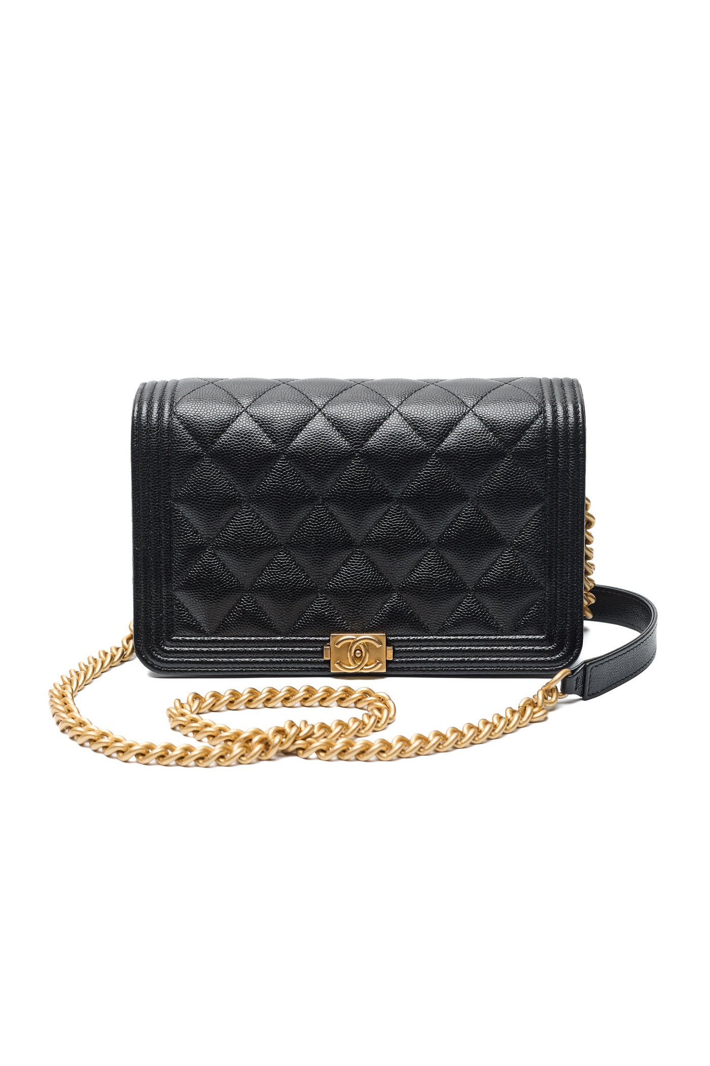 Chanel Black Caviar Boy Wallet on Chain