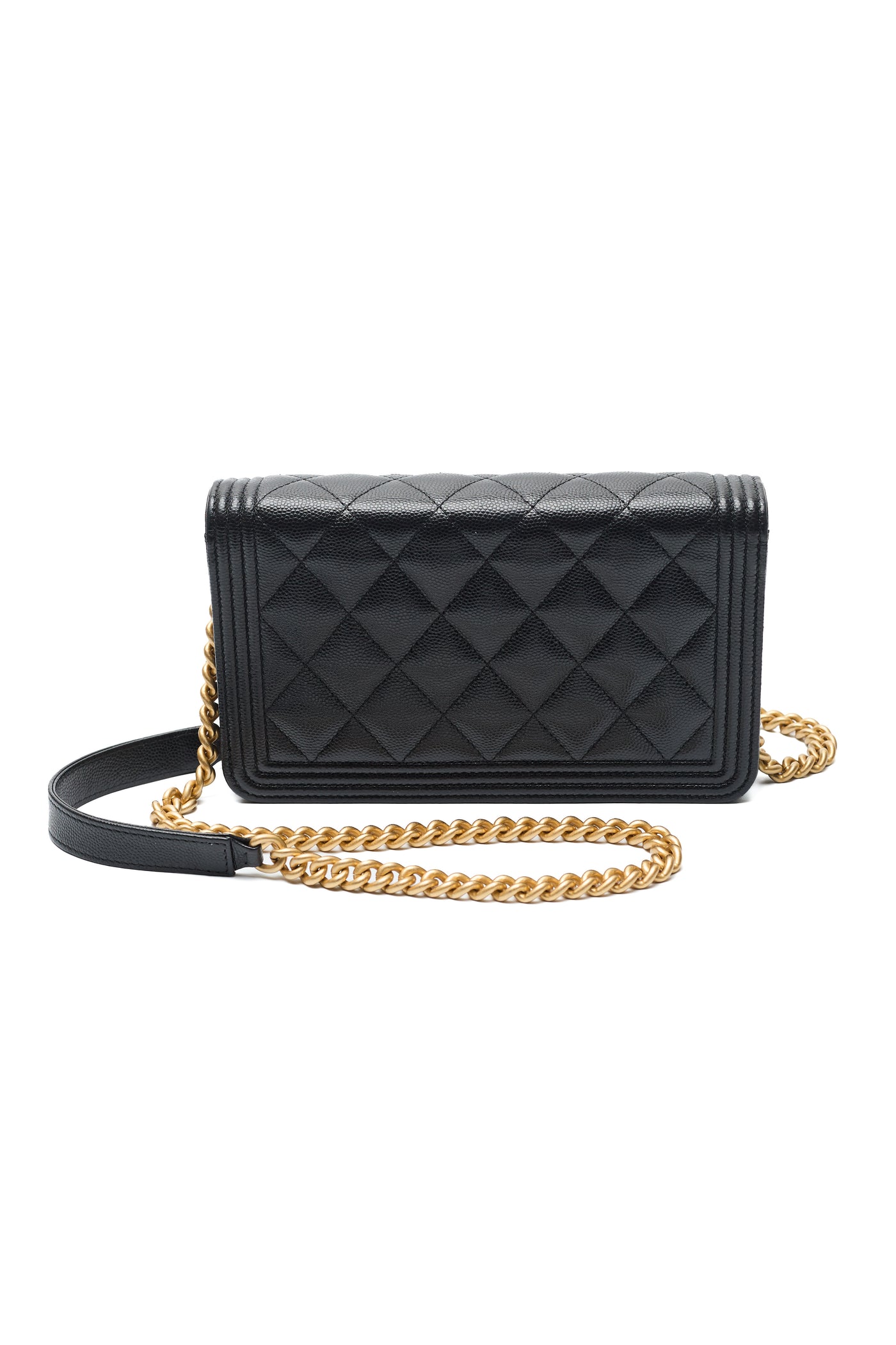 Chanel Black Caviar Boy Wallet on Chain