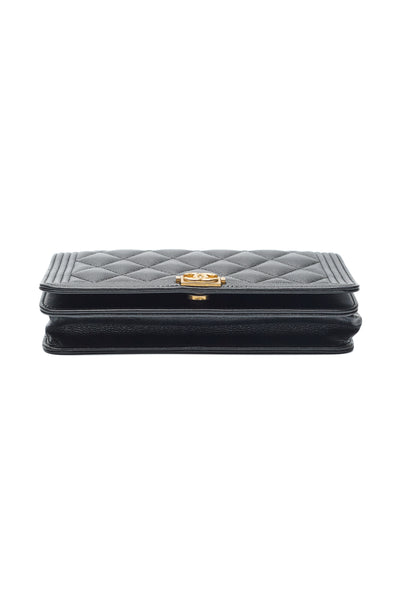 Chanel Black Caviar Boy Wallet on Chain