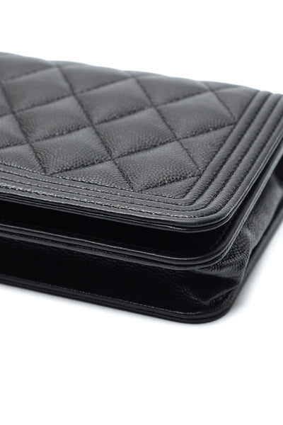 Chanel Black Caviar Boy Wallet on Chain
