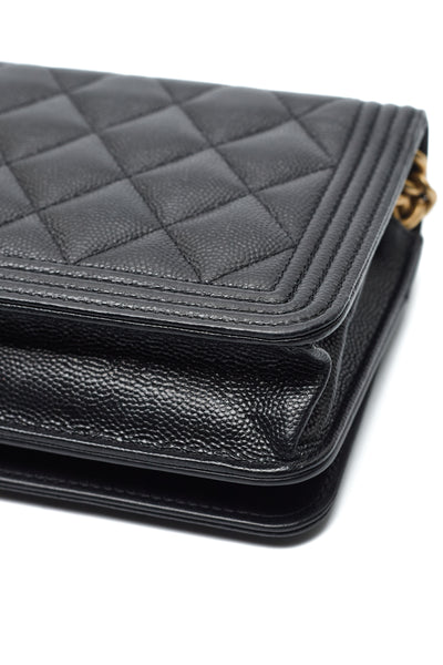 Chanel Black Caviar Boy Wallet on Chain
