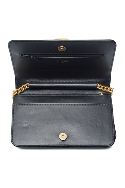 Chanel Black Caviar Boy Wallet on Chain