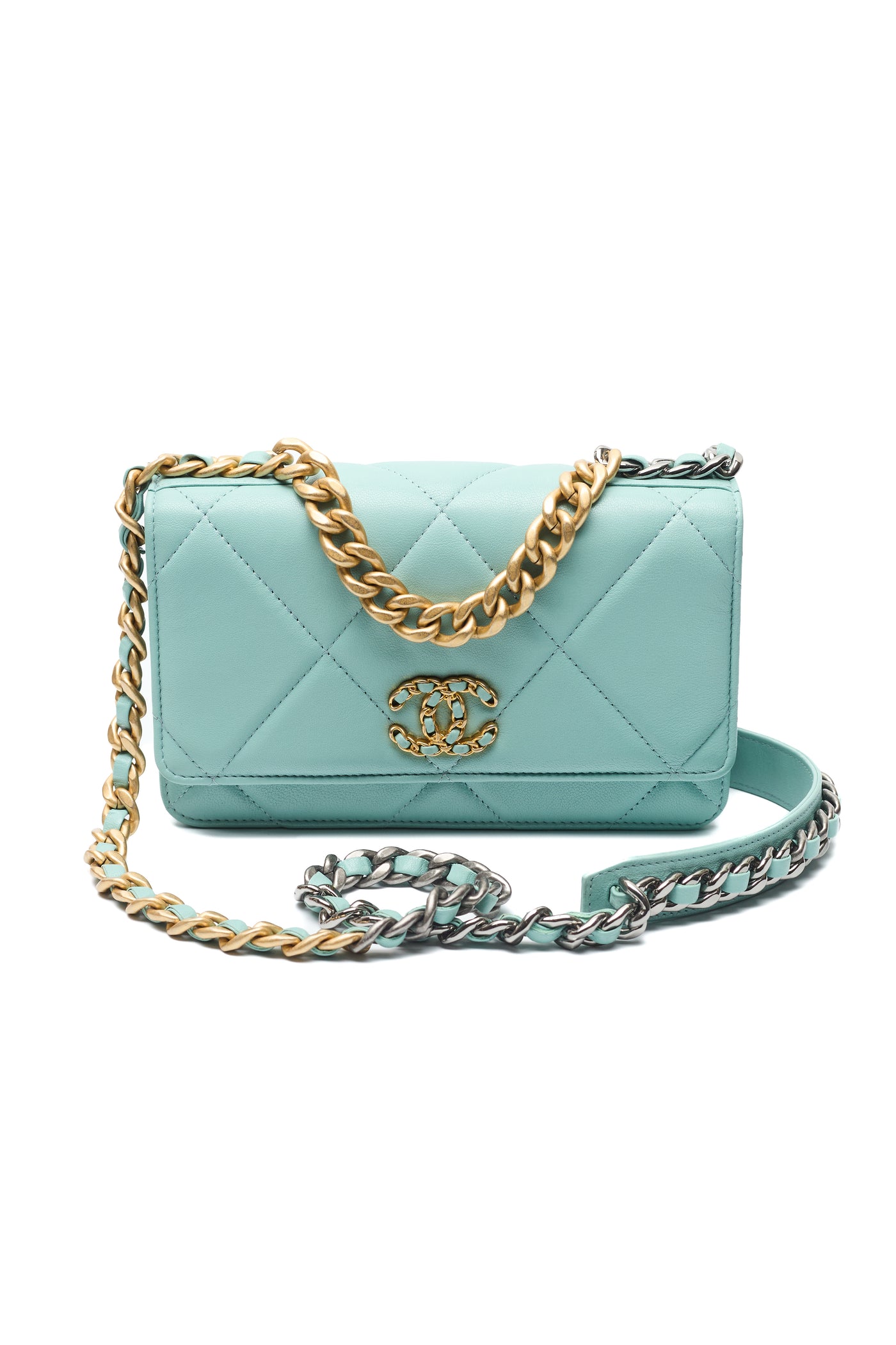 Chanel Blue Lambskin 19 Wallet on Chain