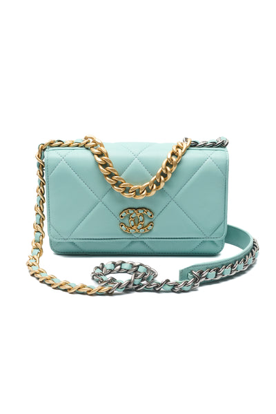 Chanel Blue Lambskin 19 Wallet on Chain