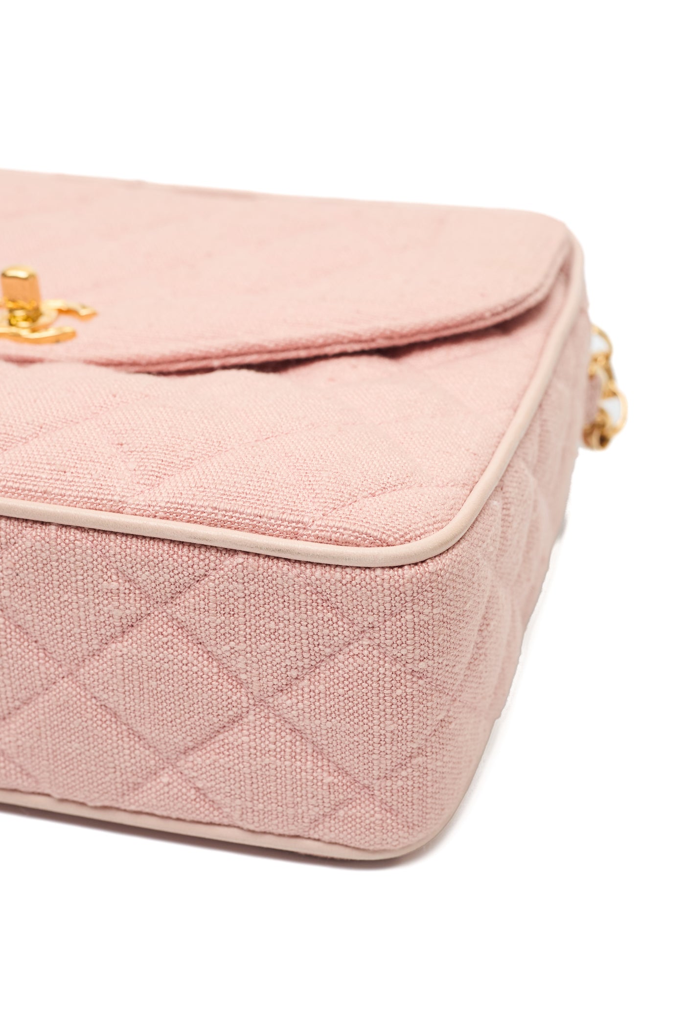 Chanel Rare Vintage Pink Linen Diana Camera Bag