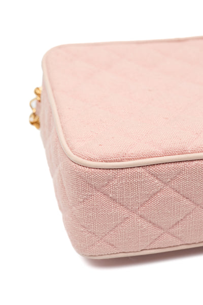 Chanel Rare Vintage Pink Linen Diana Camera Bag