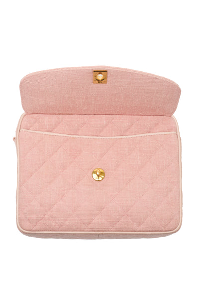 Chanel Rare Vintage Pink Linen Diana Camera Bag
