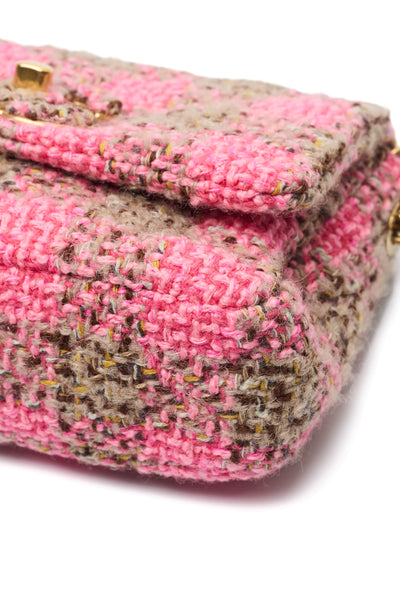 Chanel Brown and Pink Tweed CC Two-Way Bag