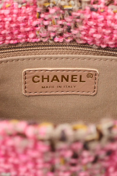 Chanel Brown and Pink Tweed CC Two-Way Bag