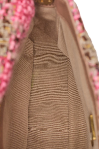 Chanel Brown and Pink Tweed CC Two-Way Bag