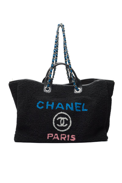 Chanel Black Shearling Large Deauville