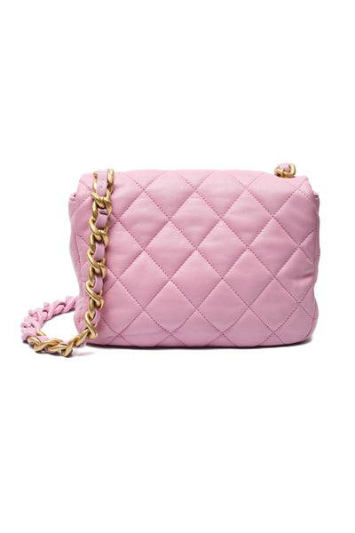 Chanel 2022 SS Runway Pink Lambskin Chunky Chain Flap Bag