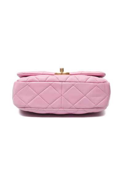 Chanel 2022 SS Runway Pink Lambskin Chunky Chain Flap Bag