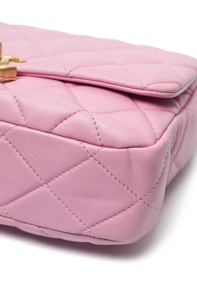 Chanel 2022 SS Runway Pink Lambskin Chunky Chain Flap Bag