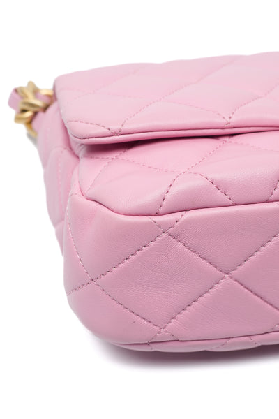 Chanel 2022 SS Runway Pink Lambskin Chunky Chain Flap Bag